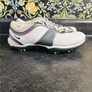 NIKE Power Channel Womens TAC SPIKES Golf Shoes White Gray&Pink Sz 8